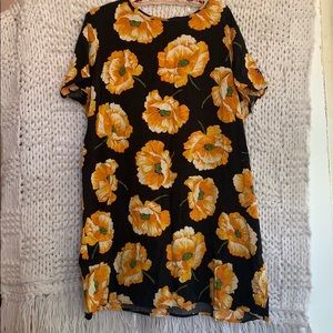 Forever 21+ black & yellow/orange floral dress 3x